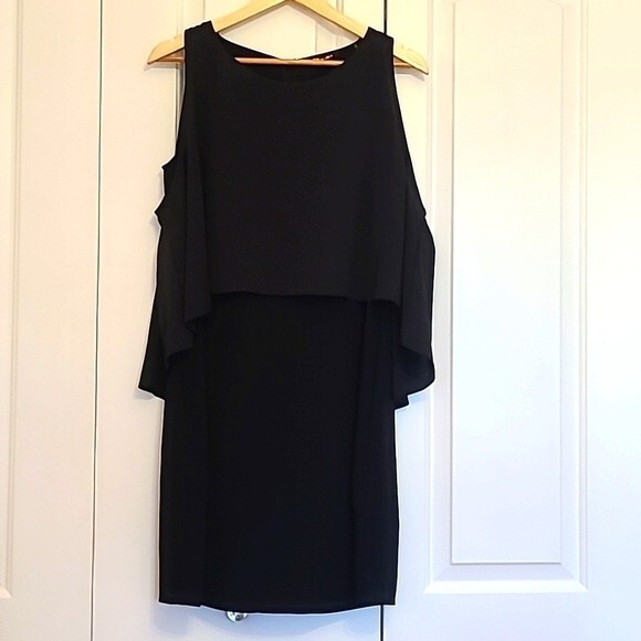 Kobi Halperin Arabelle Cold Shoulder Popover Black Midi Dress Size M - Picture 1 of 10